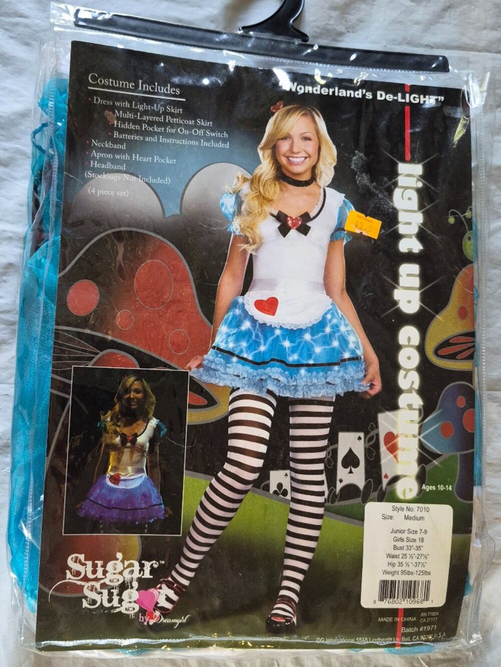 NWT Juniors M Wonderland's Delight Alice Light Up Costume